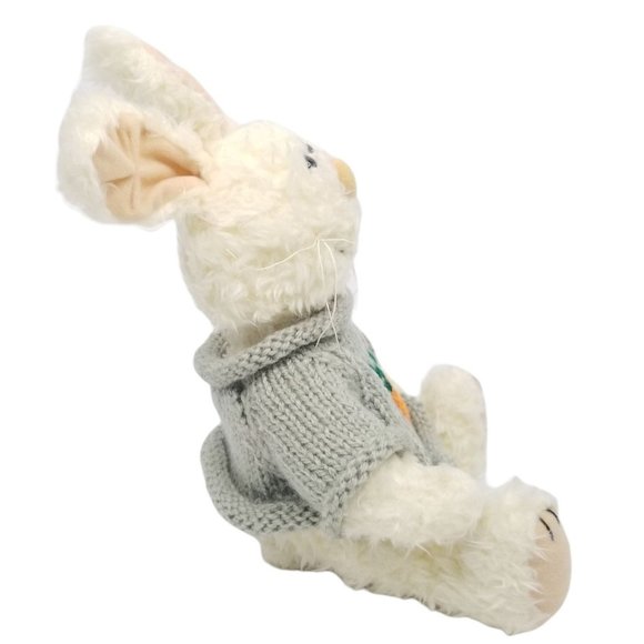 Vtg 96 Gibson Greetings Rabbit Bunny Plush Hand Knit Sweater Carrot Stuffed - Picture 4 of 10
